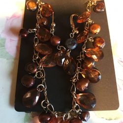Vintage In New Conditions Cookie Lee Jewelry | Cookie Lee Necklace And Earrings With Freshwater Pearls Amber Tone