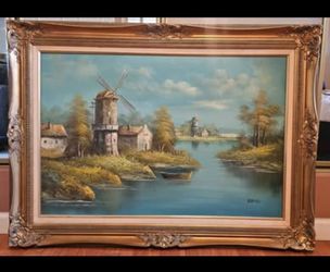 Vintage Original Oil On Canvas Signed RABORD Landscape Painting