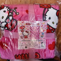 Hello Kitty Cupid Heart Bow & Arrow TWIN Blanket