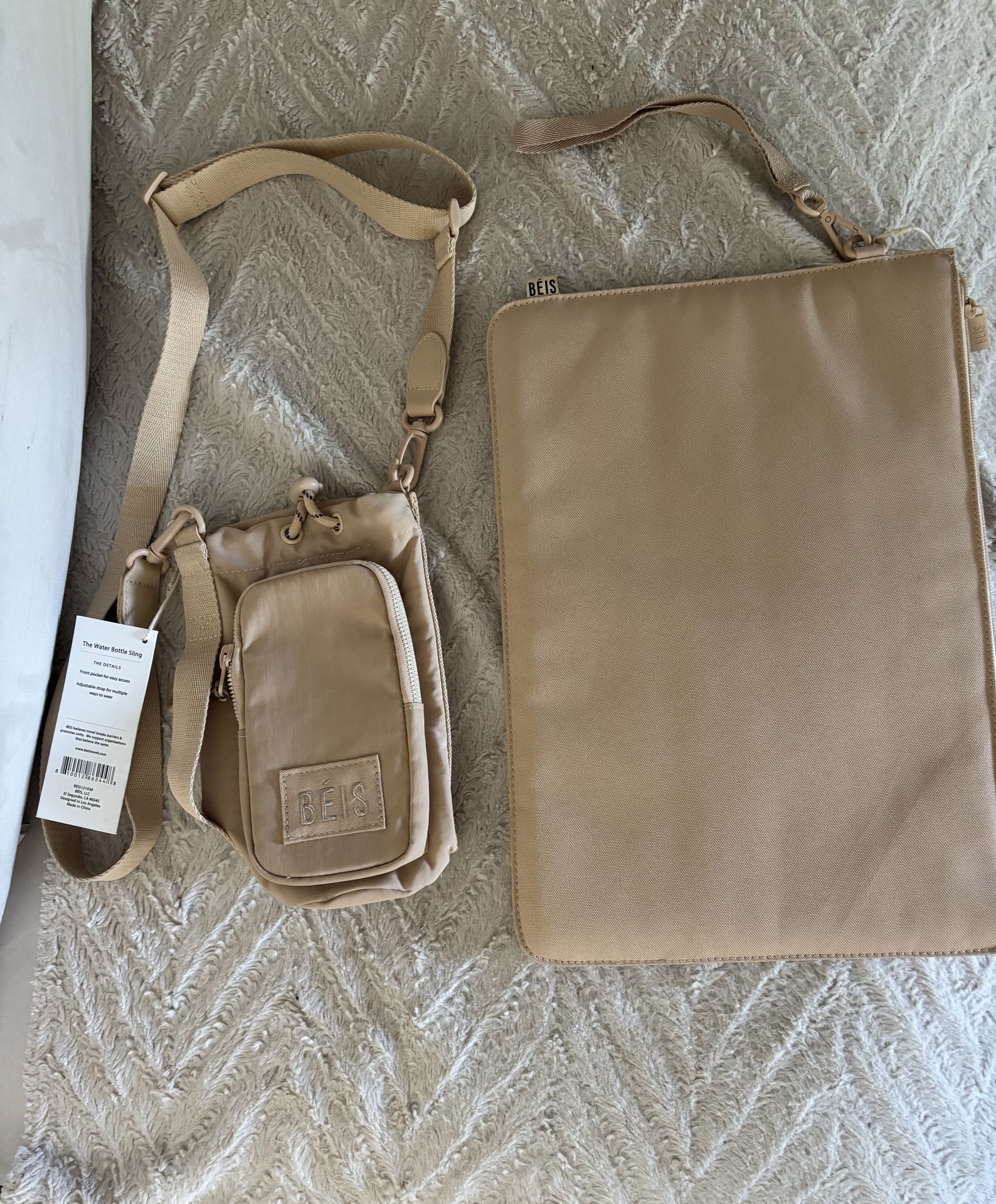 Beis Beige Laptop Case & Water Bottle Sling Bag Beige