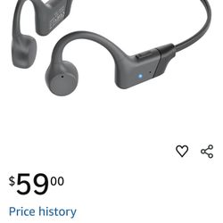 
Bone Conduction Headphones, Wireless Bluetooth, Open-Ear Design, Gray, Sports Earphones