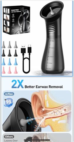 Ear Wax Removal, Electric Ear Cleaner with LED Display & Dual Tank, Ear Irrigation Kit Includes 12 Tips, IPX7