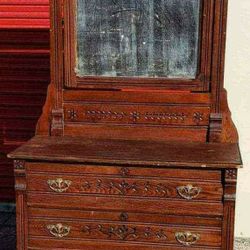 Antique Eastlake Dresser and Swivel top Mirror