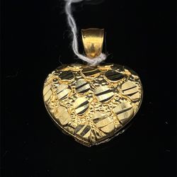 10KT Yellow Gold Nugget Heart Pendant 2.00g 182654/21