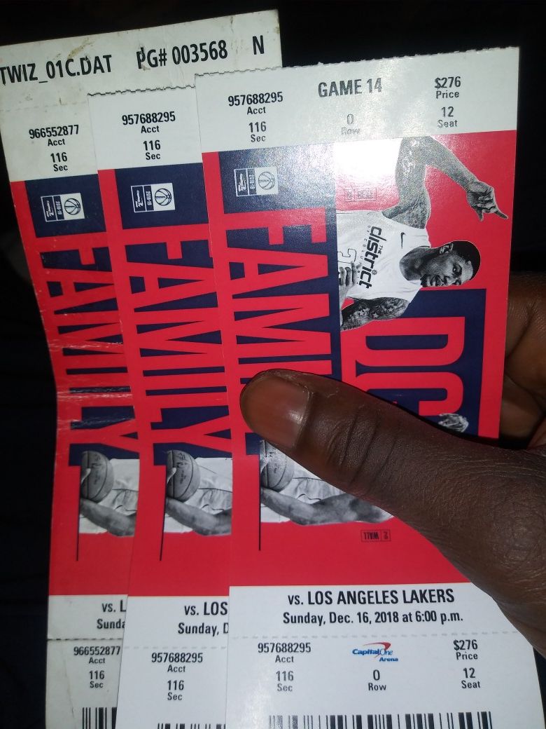 3 lowe level tickets wizards vs lakers