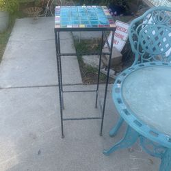 Colorful Heavy Sturdy Iron Tall Table Approx 4 Ft Tall