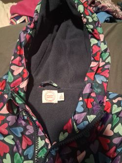 Wonder Nation Girls Heart Print Zip-Up Jacket Size S (6-6X)