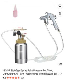 VEVOR 2L/0.5gal Spray Paint Pressure Pot Tank, Lightweight Air Paint Pressure Pot, 1.8mm Nozzle Spray Paint Gun 3m Hoses for Home Decoration Architect