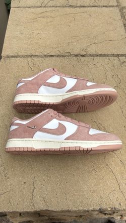 New Nike dunk low suede white rose whisper mini swoosh shoes Women’s 11.5, Men’s 10
