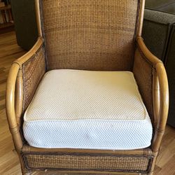Rattan Armchair With Woven Back 
