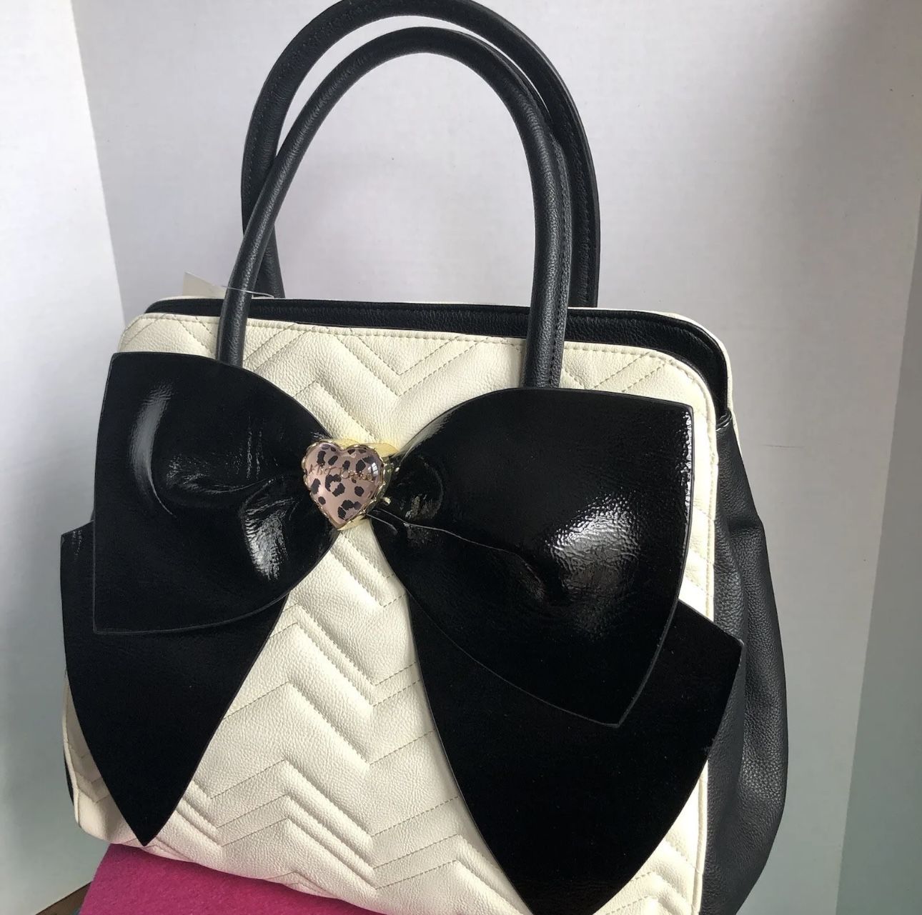 Betsey Johnson Oversized Purse crossbody strap Big Patent Leather Bow