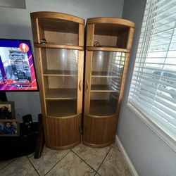 3-Piece Wood Entertainment Center & Media Display Towers - Great Condition
