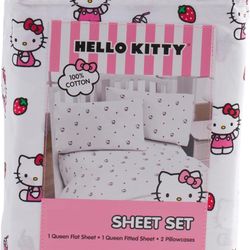 Hello Kitty Strawberry Milk Bed Sheets Queen. New ! 60
