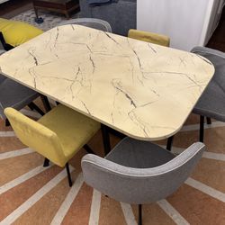 Modern Marble Courting Dining Table 59inc Length 