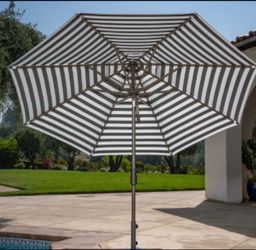 SunVilla 11' Round Cabana Stripe Aluminum Market Umbrella