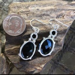 Faceted Black Onyx Sterling Silver 925