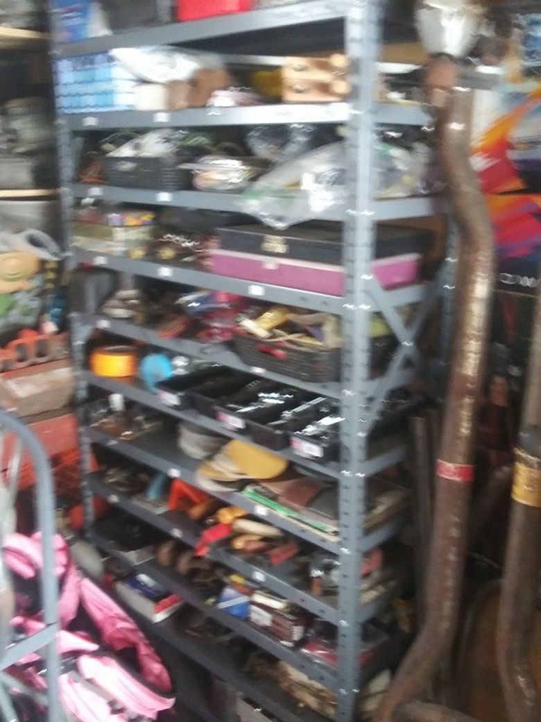 Nice Heavy Duty Shelving Unit What Is Used For The Small Red And Yellow Trays Very Nice Condition