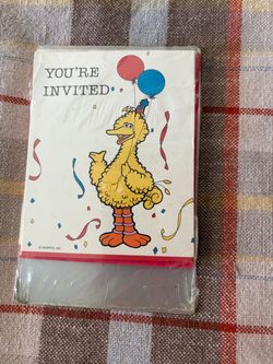 Vintage Paper Art Sesame Street You're Invited Note Cards 8 Count