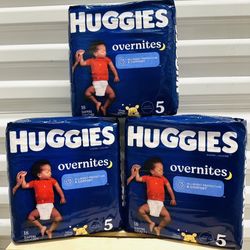 Size 5 Huggies Overnight 3 bolsas =54 pañales $20 (precio final)