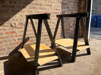 Pair of Saw Horses for Work or as Furniture Base