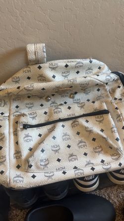 MCM medium studded backpack white