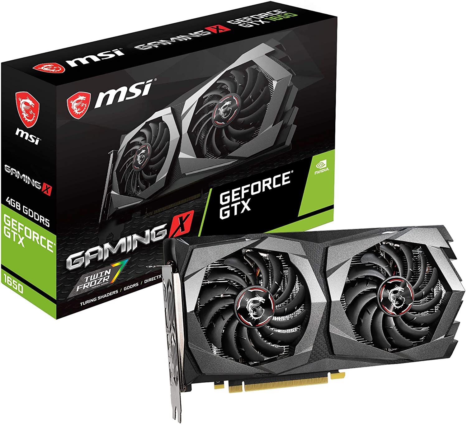 MSI Gaming GeForce GTX 1650 128-Bit HDMI/DP 4GB GDRR6 HDCP Support DirectX 12 Dual Fan VR Ready OC Graphics Card (GTX 1650 D6 Gaming X)