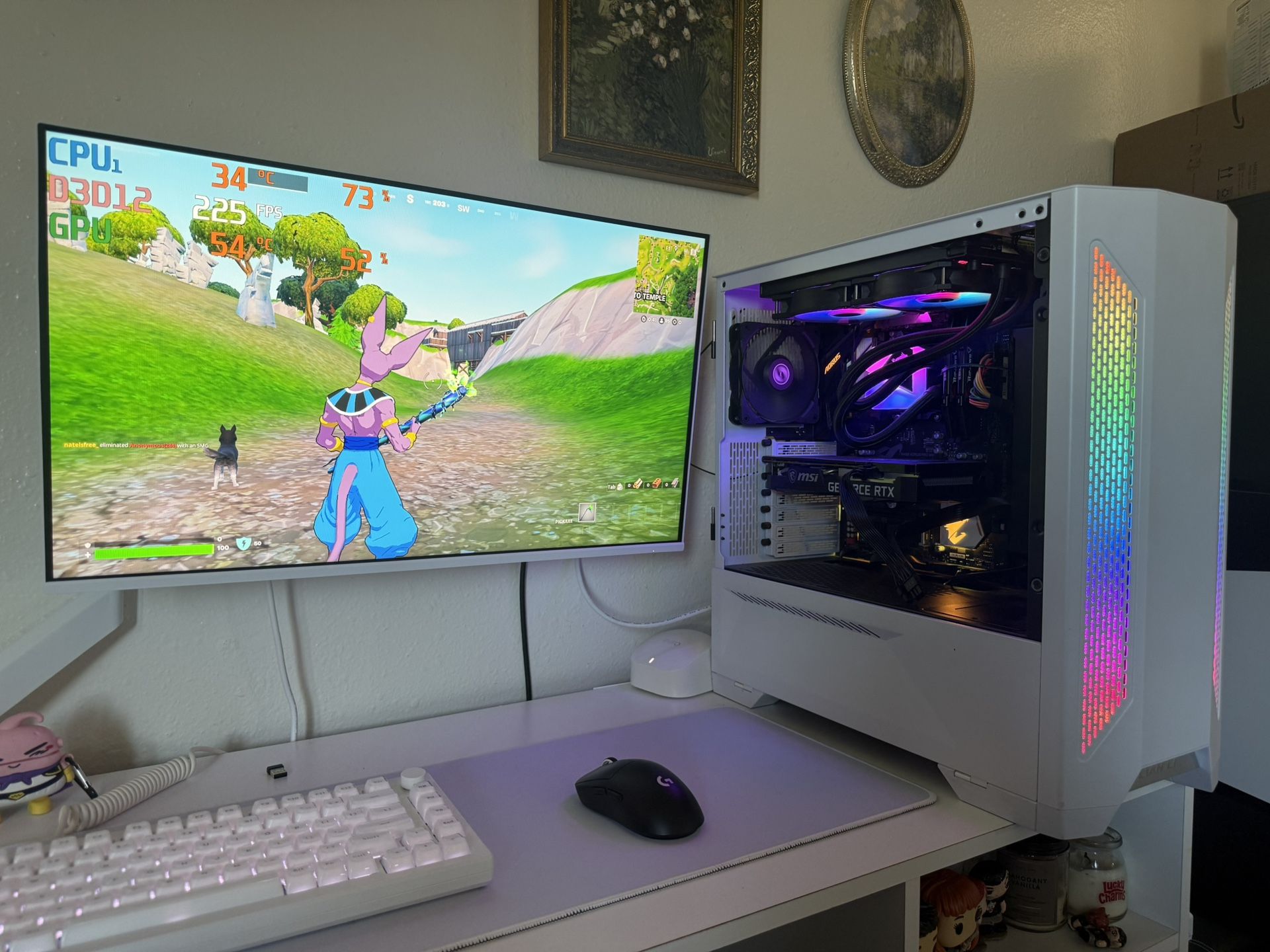 White Gaming Pc Computer Desktop RTX 3050 / Ryzen 7 2700