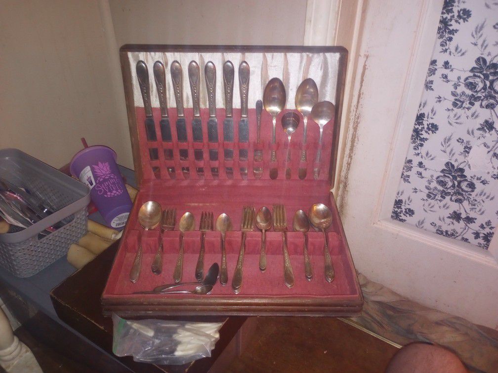 Antique Silverware Box Set