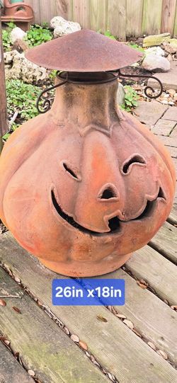 Terracotta Jack-o'-Lantern Chiminea