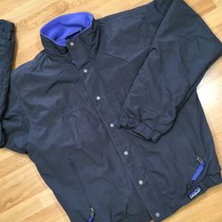 Patagonia Men's XS Blue Fleece Lined Long Sleeve Mock Full Zip Bomber Jacket Vtg