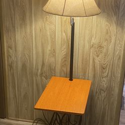 Side End Table with Attached Lamp and Magazine Holder