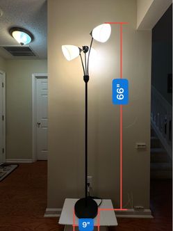 66" Black Three-Topped Floor Lamp