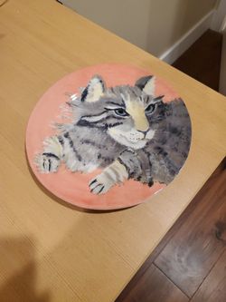 ANTHROPOLOGY CAROLE AKINS FURRY FRIENDS DESSERT PLATE STELLA