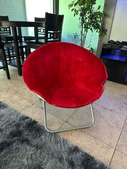 Papasan Lounge Chair with Plush Red Cushion