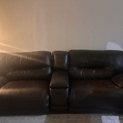 Electric Reclining Leather Couch 