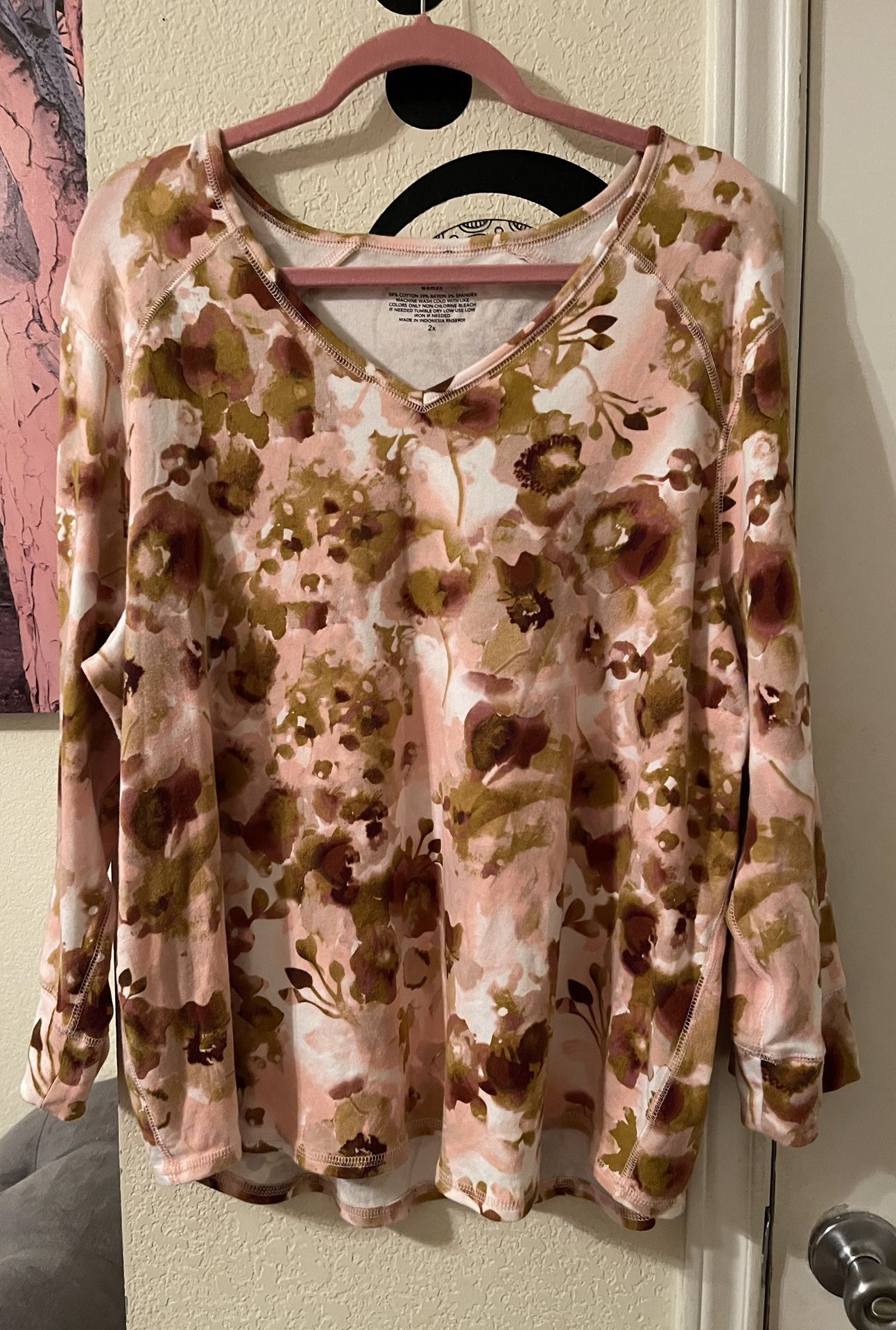 Westbound Pink Plus Size Women’s Relaxed top with longSleeves size 2X pre-owned