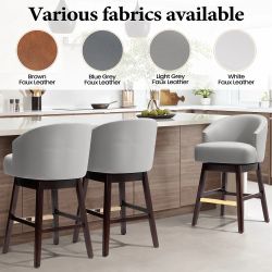 Set 6 Chairs 26.4"H Height Solid Wood Swivel Indoor BarStools Set of - Light Grey