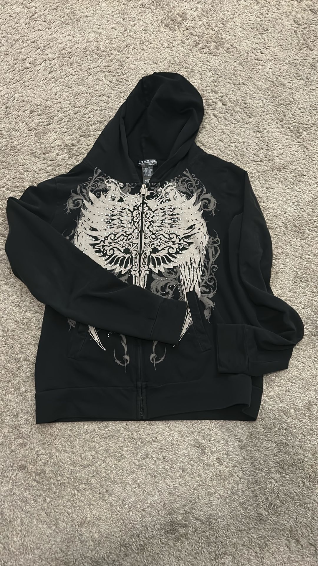 Black y2k blinged out rhinestones jacket 