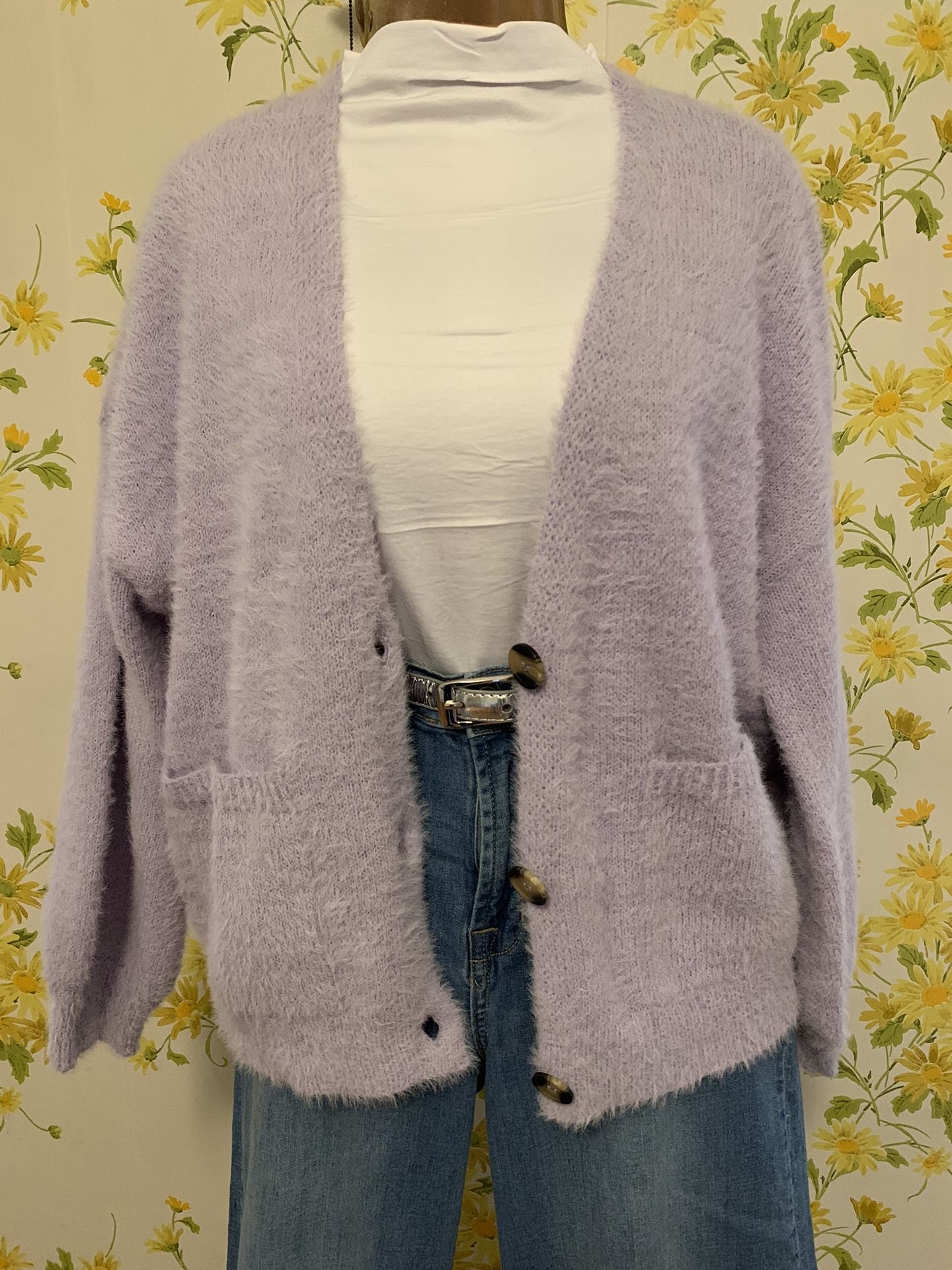 lilac Fuzzy cardigan size M