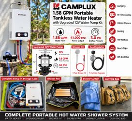 Camplux Tankless Water Heater + Upgraded Pump
