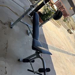 Weight Bench And Bar $75