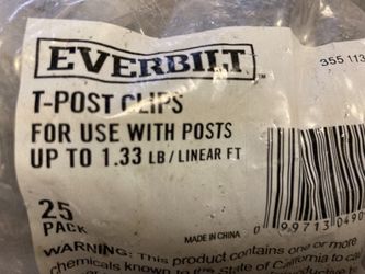 250 T-Post Clips (10 Packs Of 25) Everbilt, for fence posts