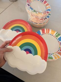 Rainbow colorful plates