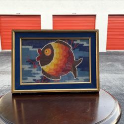 Vintage Fish Needlepoint  16x11