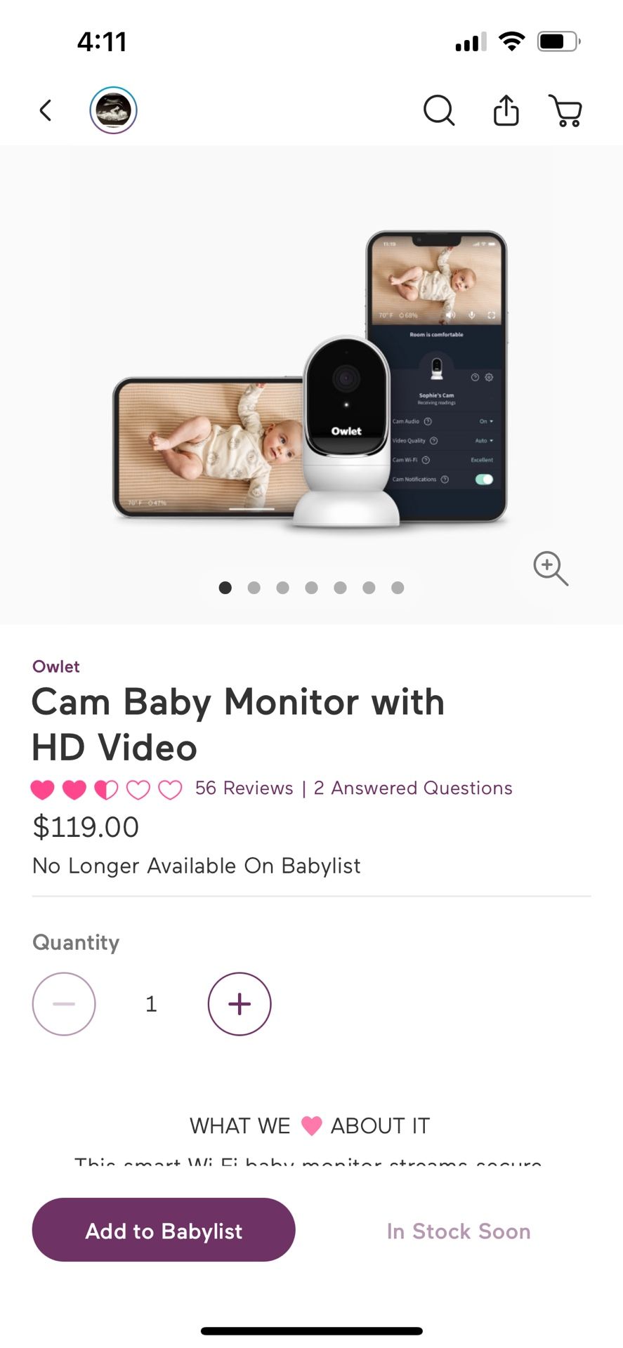 Owlet Dream Baby Monitor 