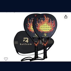 New BatZoom Padel Tennis Racket, Powerful Carbon Pop Tennis Paddle Racquet, Bag Included