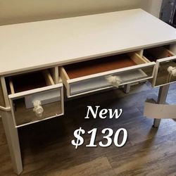 Glam White Vanity Table - White Desk