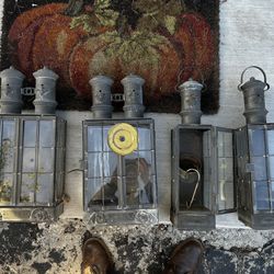 “Vintage Cast Metal Outdoor Lantern Lights – Restoration Lot (4) – Classic Colonial Style”