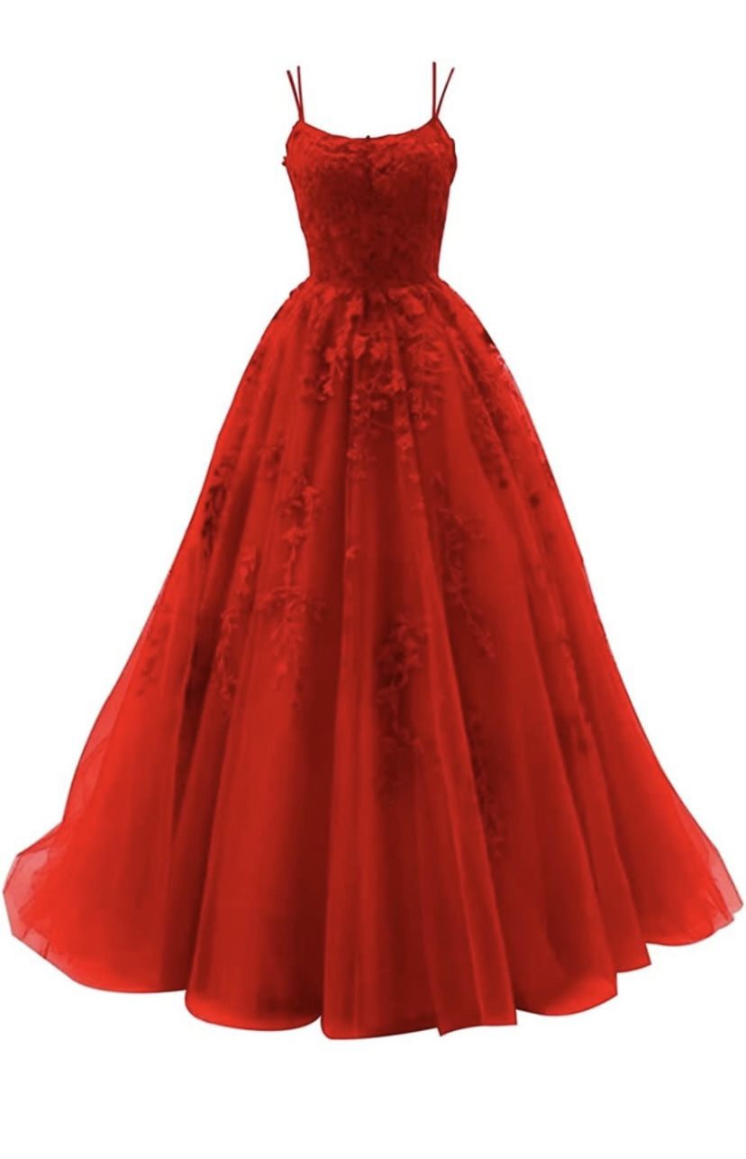 red prom dress ball gown
