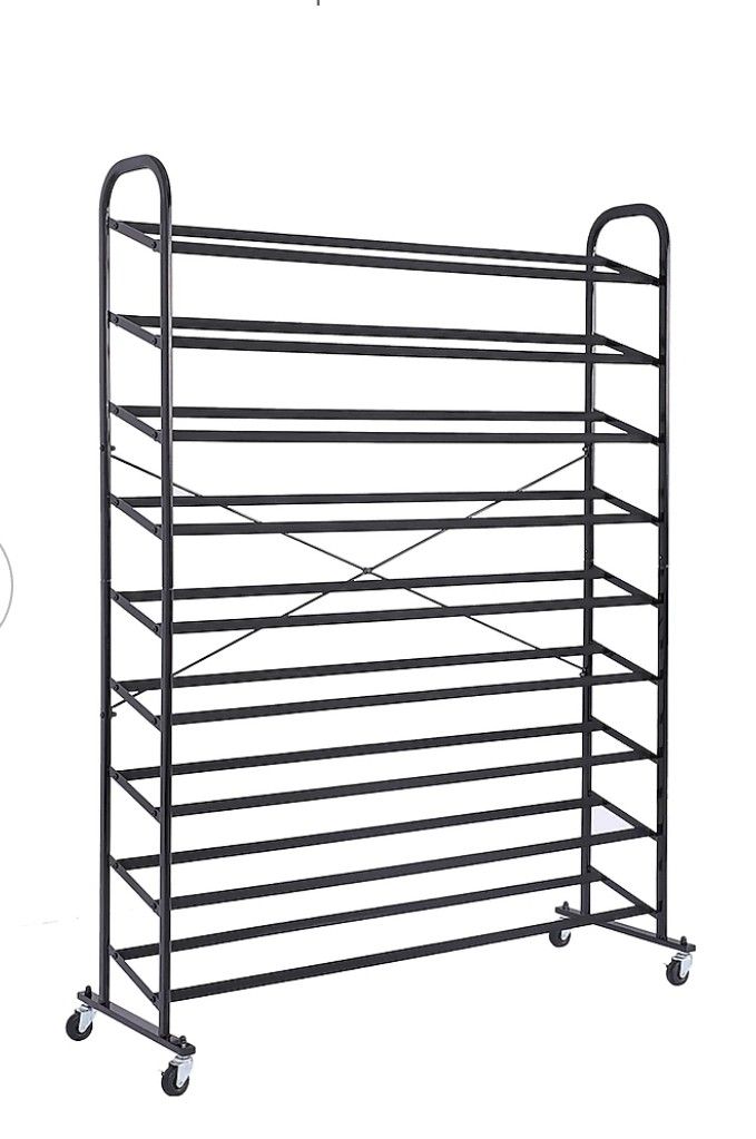 LIKE NEW 59" H 9 Tier 54 Pair Black Steel Shoes Rack.
Paid $68.48 plus tax.